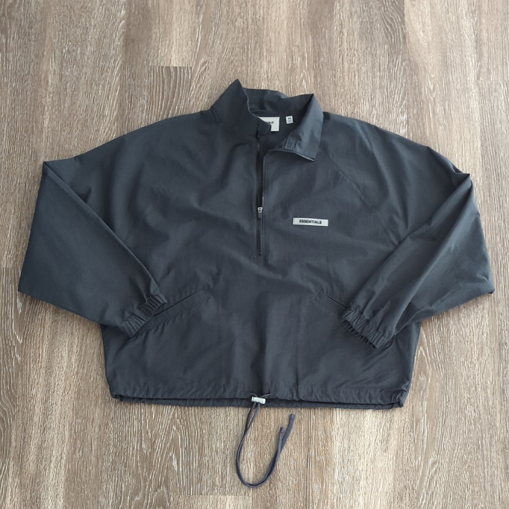 Fear Of God Essentials Nylon Track Half Zip Black - Oversized Men's XS